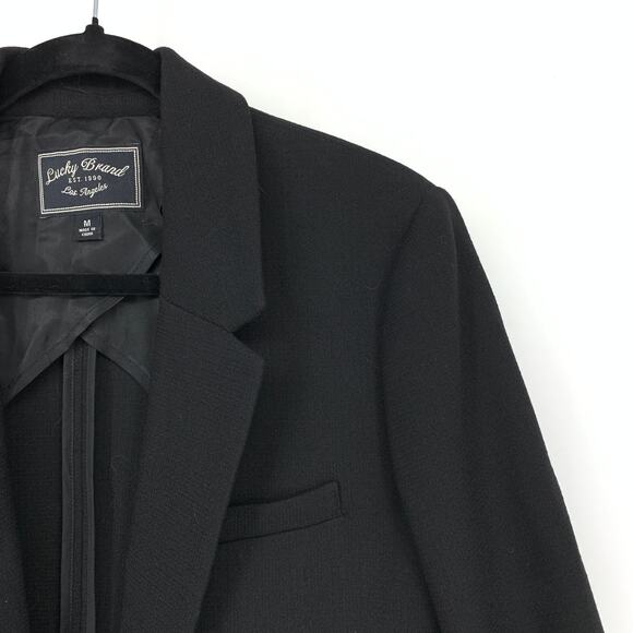 Lucky Brand Long Line Blazer Jacket Womens Size Medium Black Single Button - Picture 3 of 7